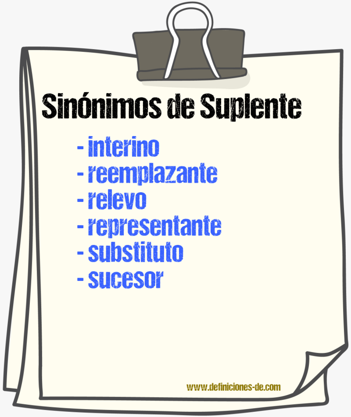 Sinnimos de suplente