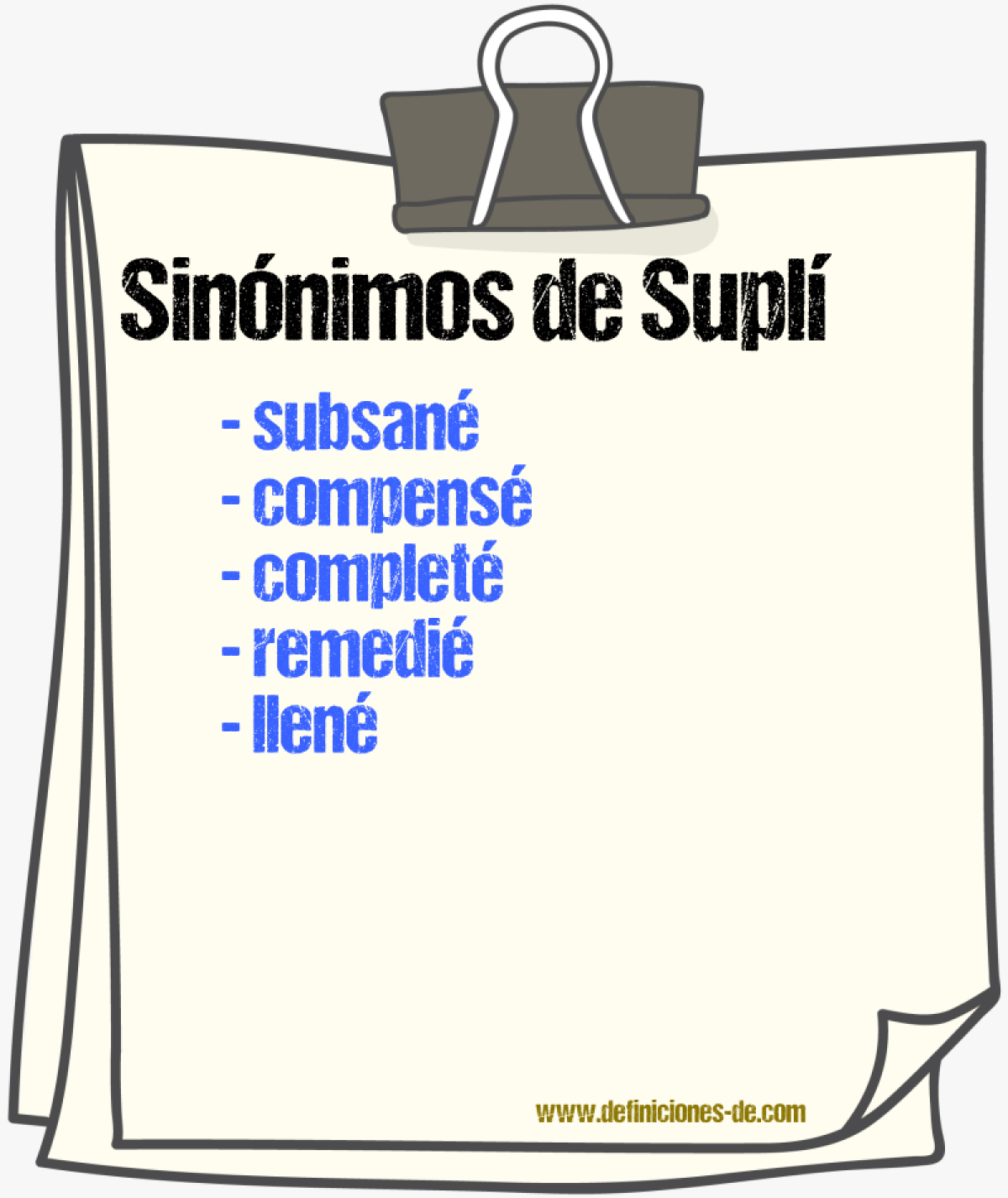 Sinónimos de suplí