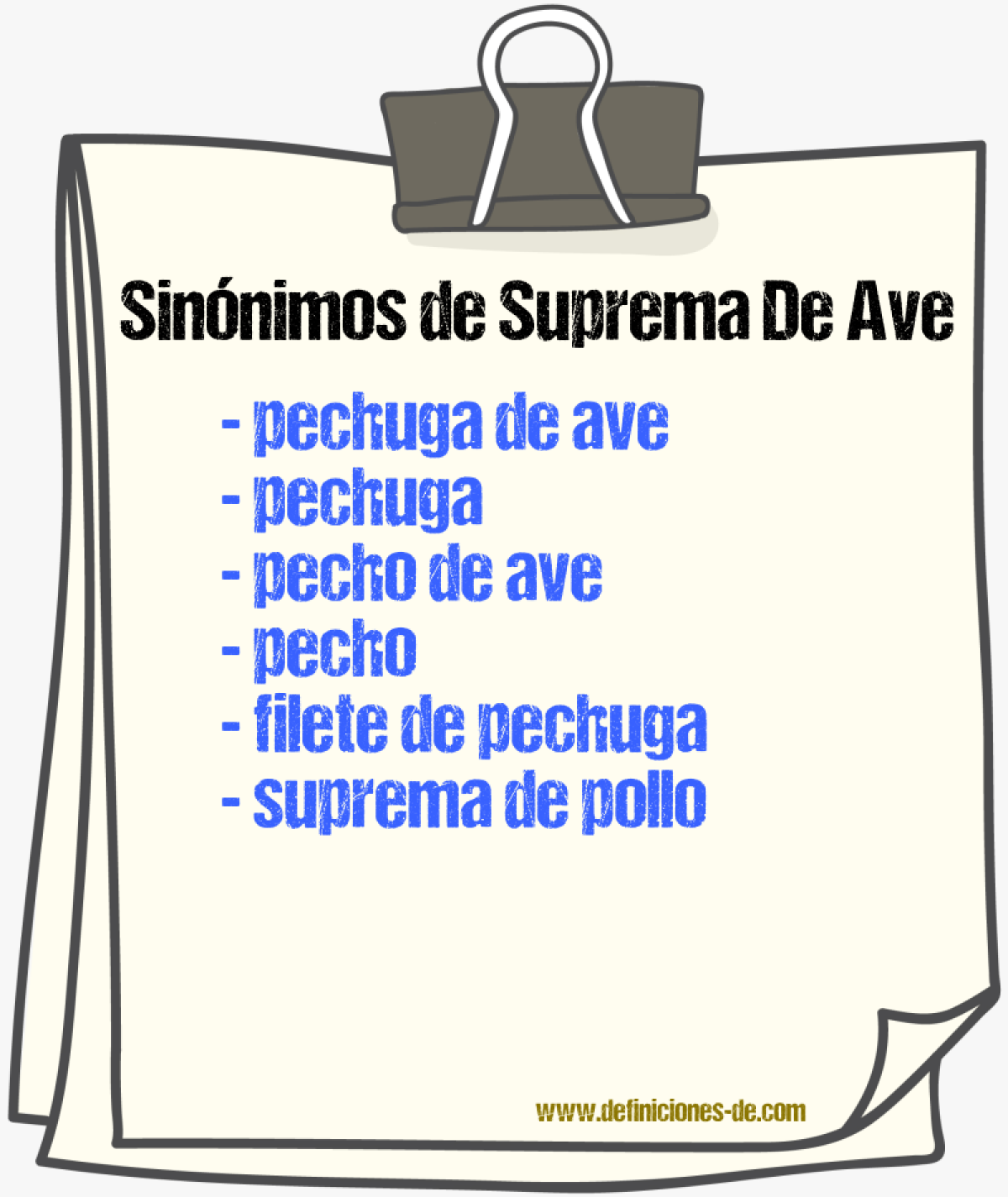 Sinónimos de suprema de ave