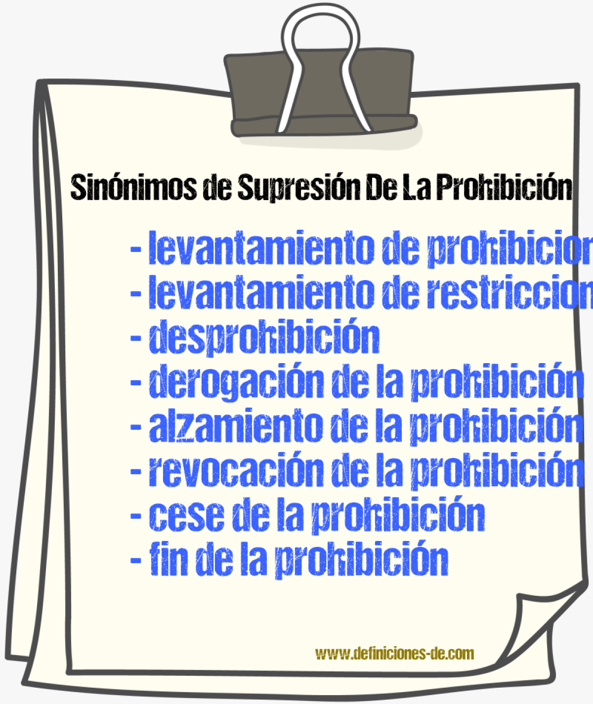Sinónimos de supresión de la prohibición