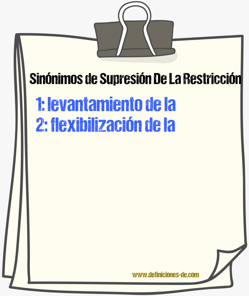 Sinónimos de supresión de la restricción