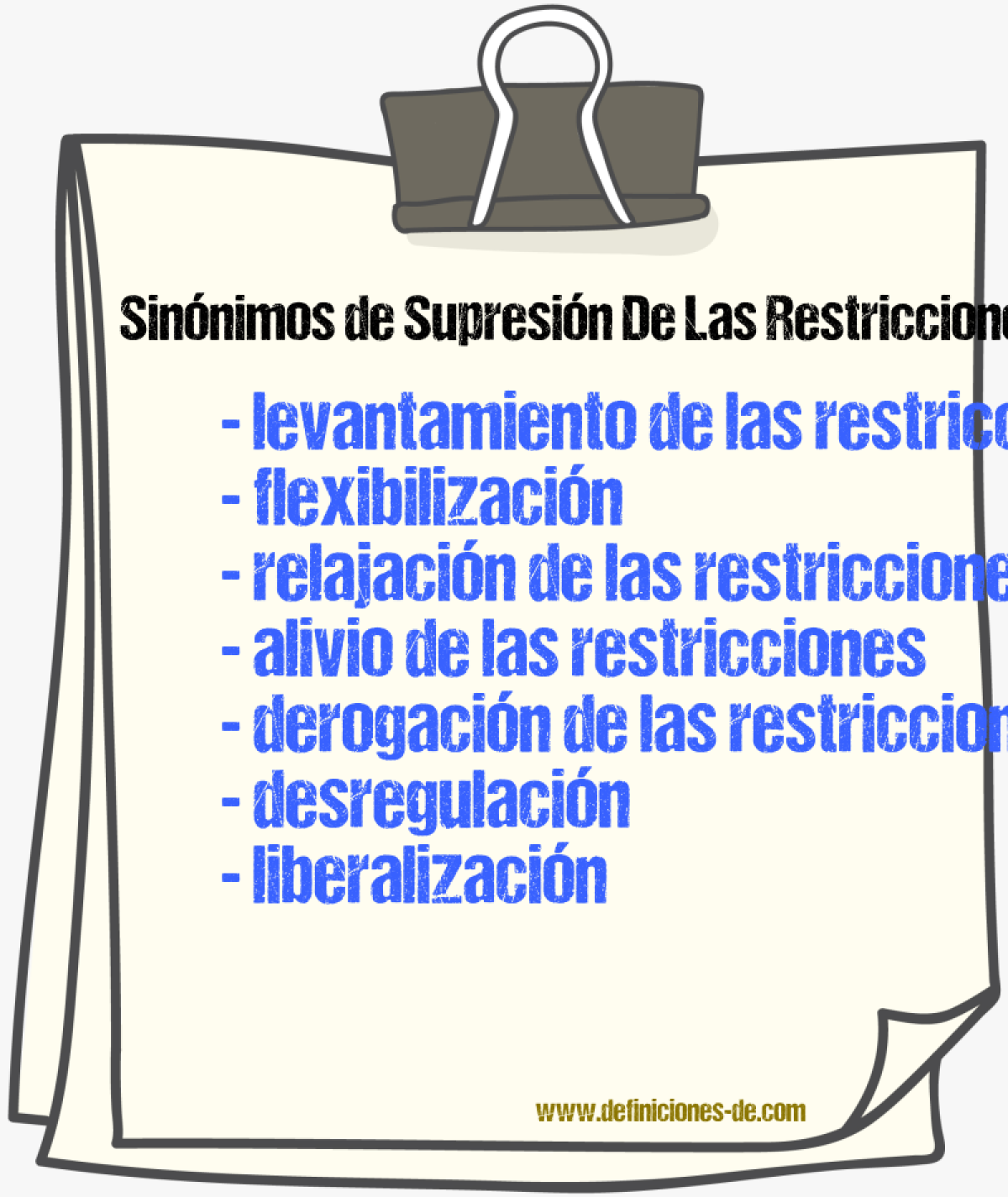 Sinónimos de supresión de las restricciones