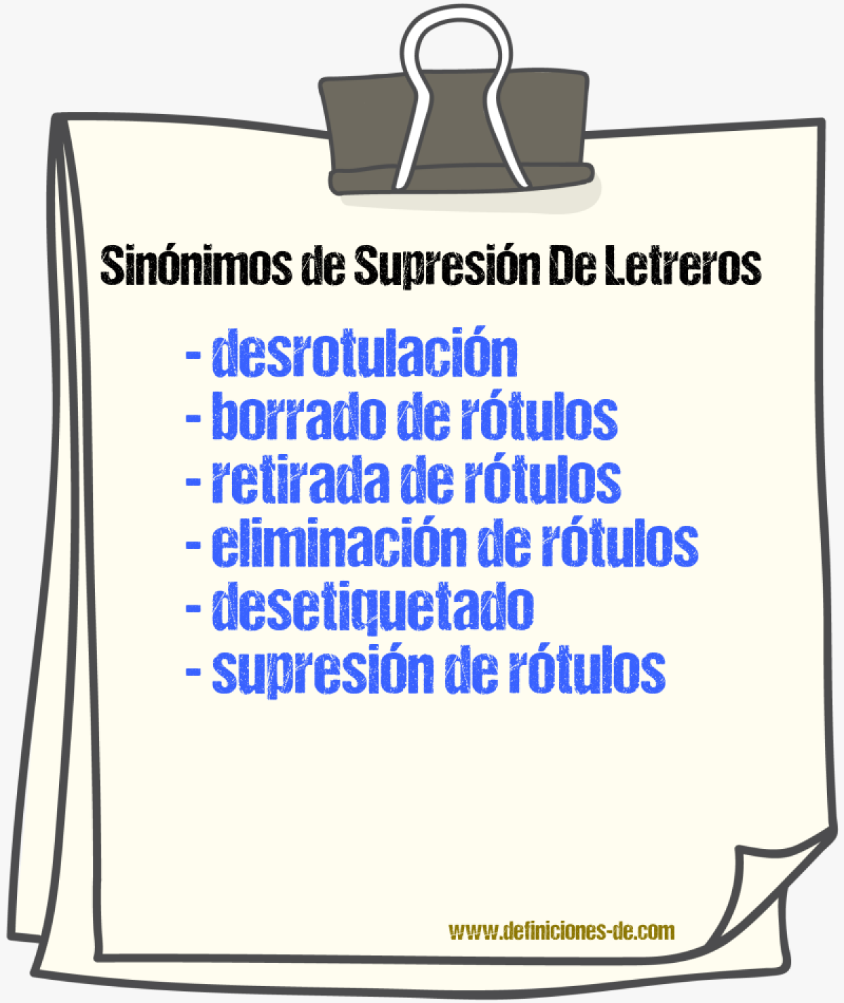 Sinónimos de supresión de letreros