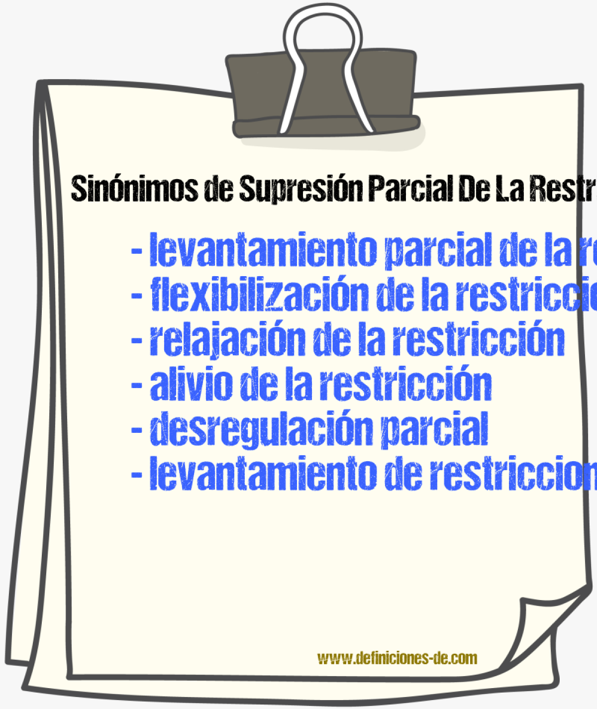 Sinónimos de supresión parcial de la restricción