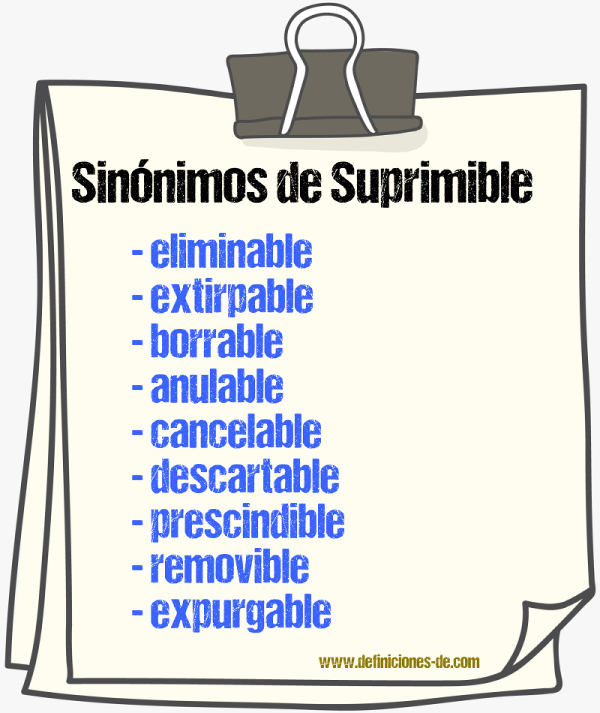 Sinónimos de suprimible