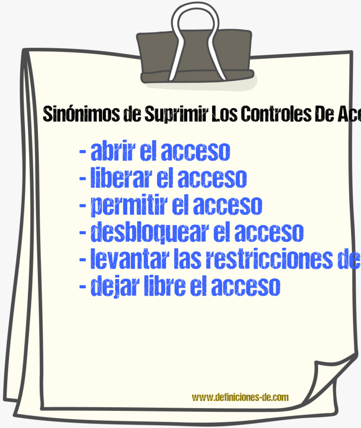 Sinónimos de suprimir los controles de acceso