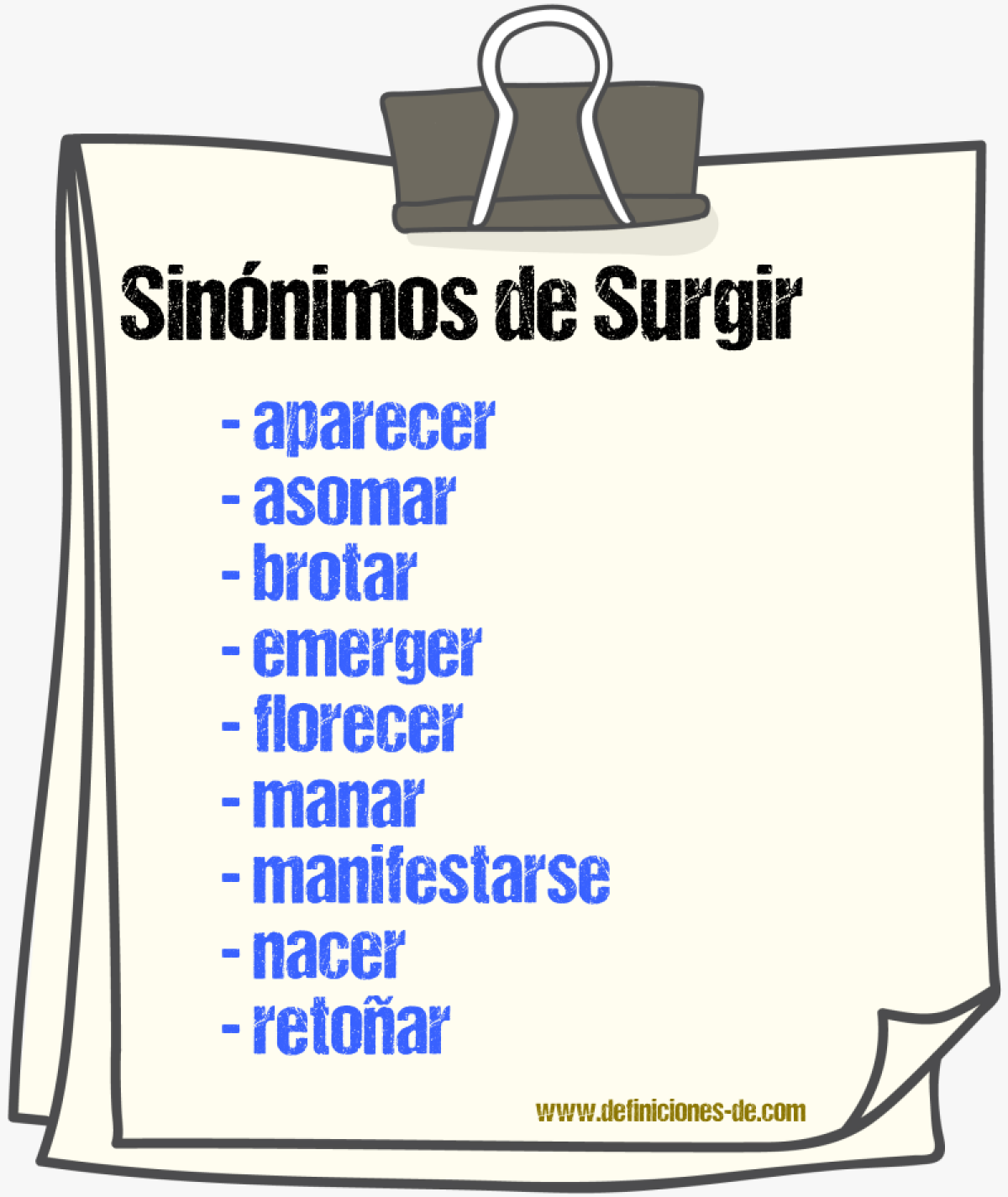 Sinnimos de surgir