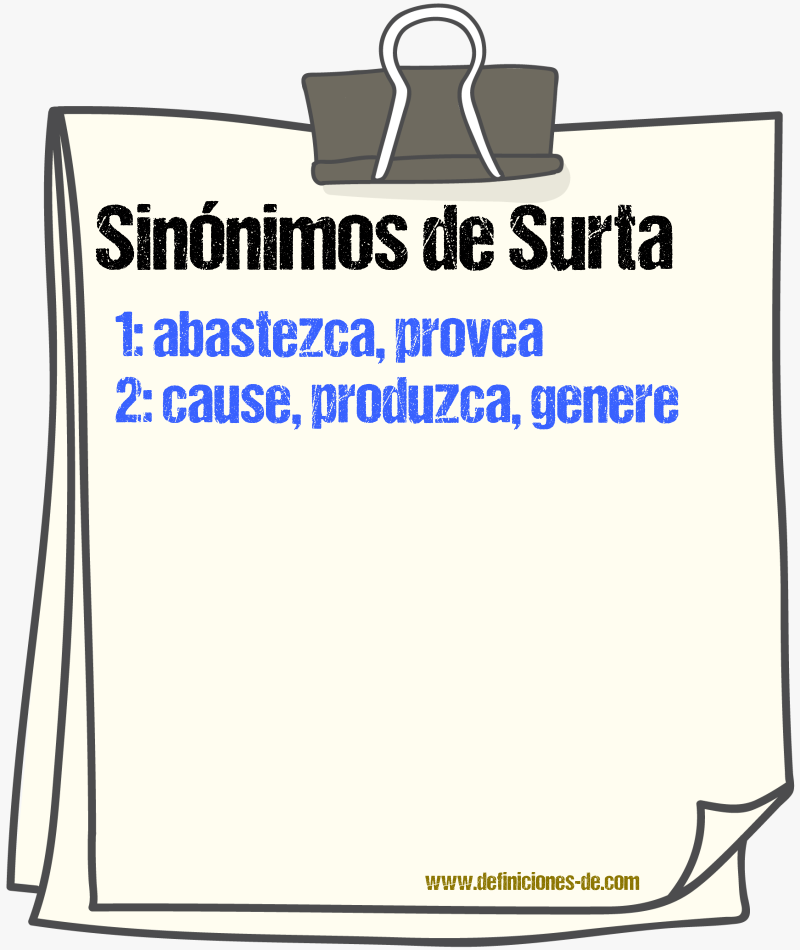Sinónimos de surta
