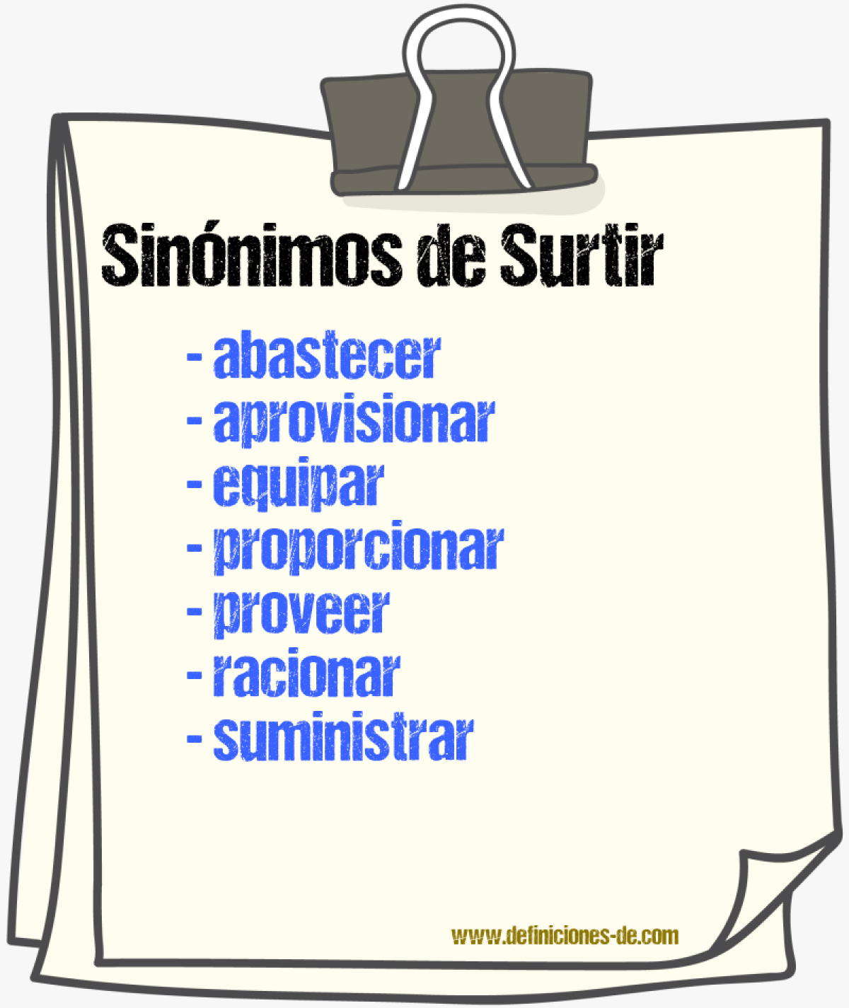 Sinnimos de surtir