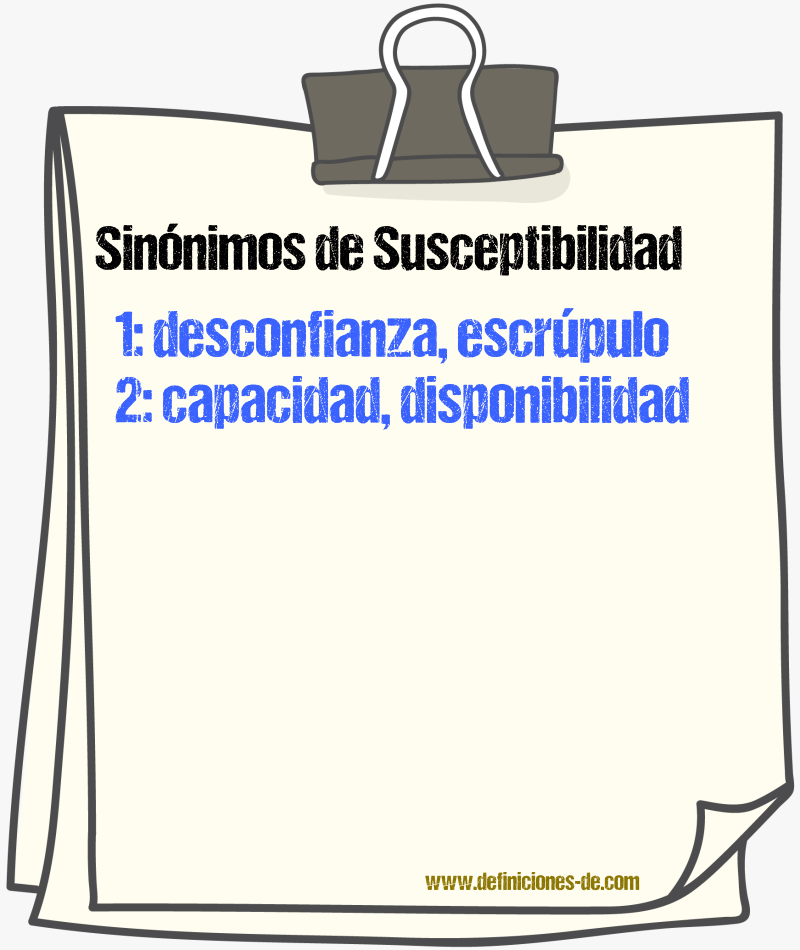 Sinnimos de susceptibilidad