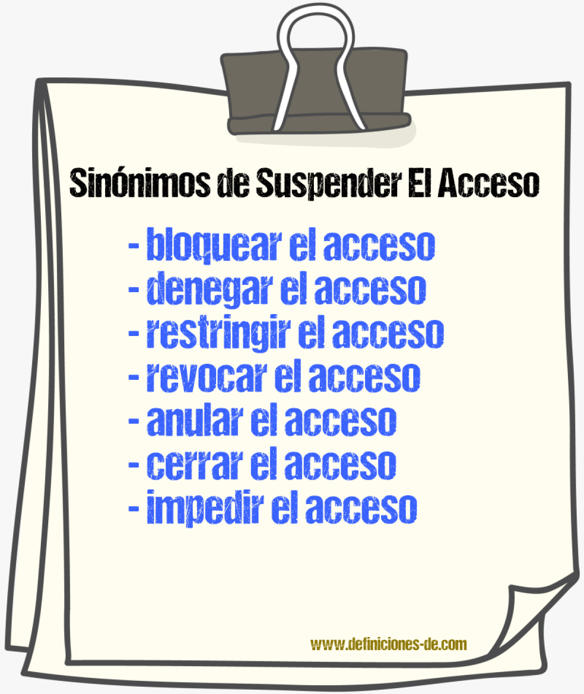 Sinónimos de suspender el acceso
