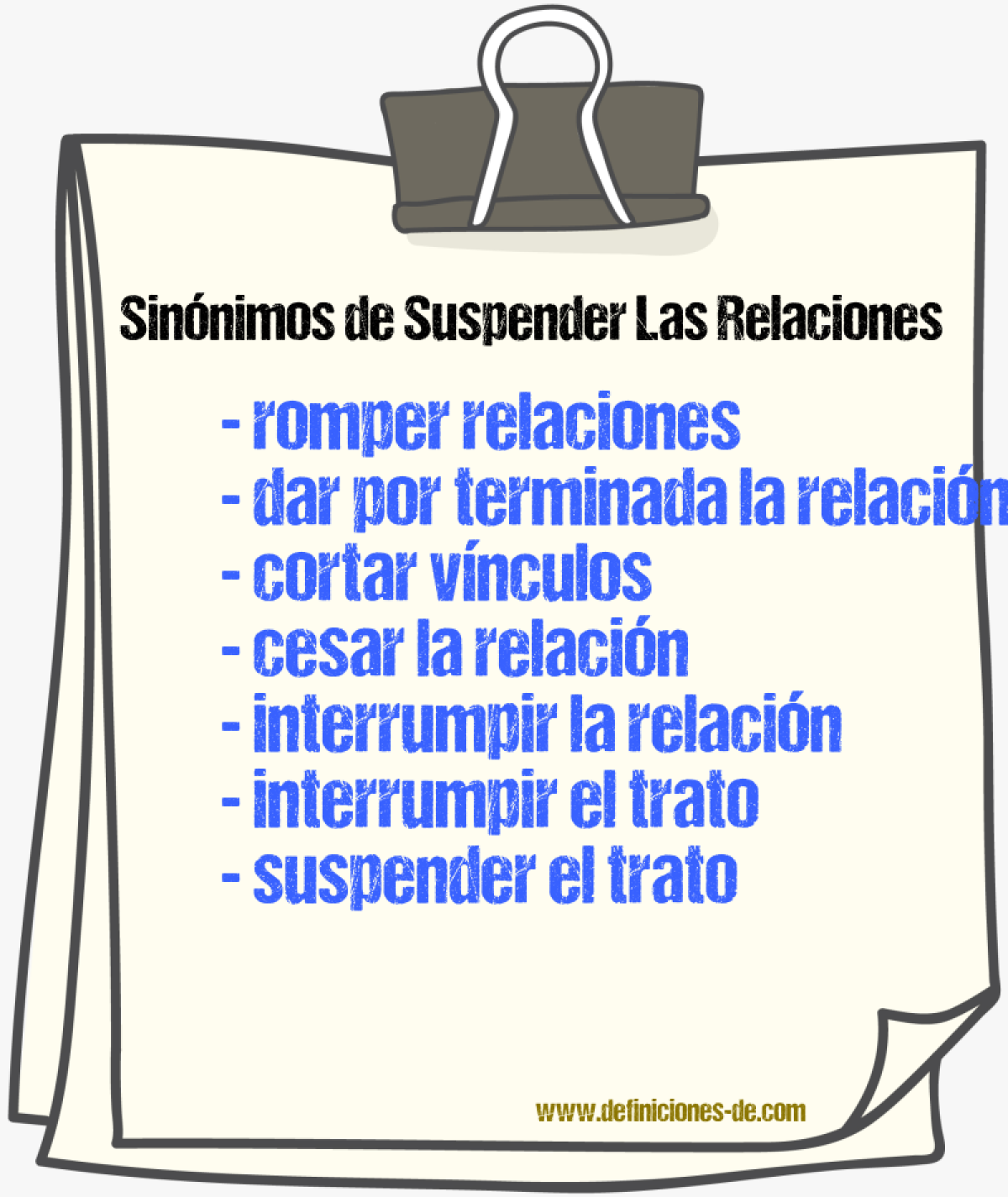 Sinónimos de suspender las relaciones