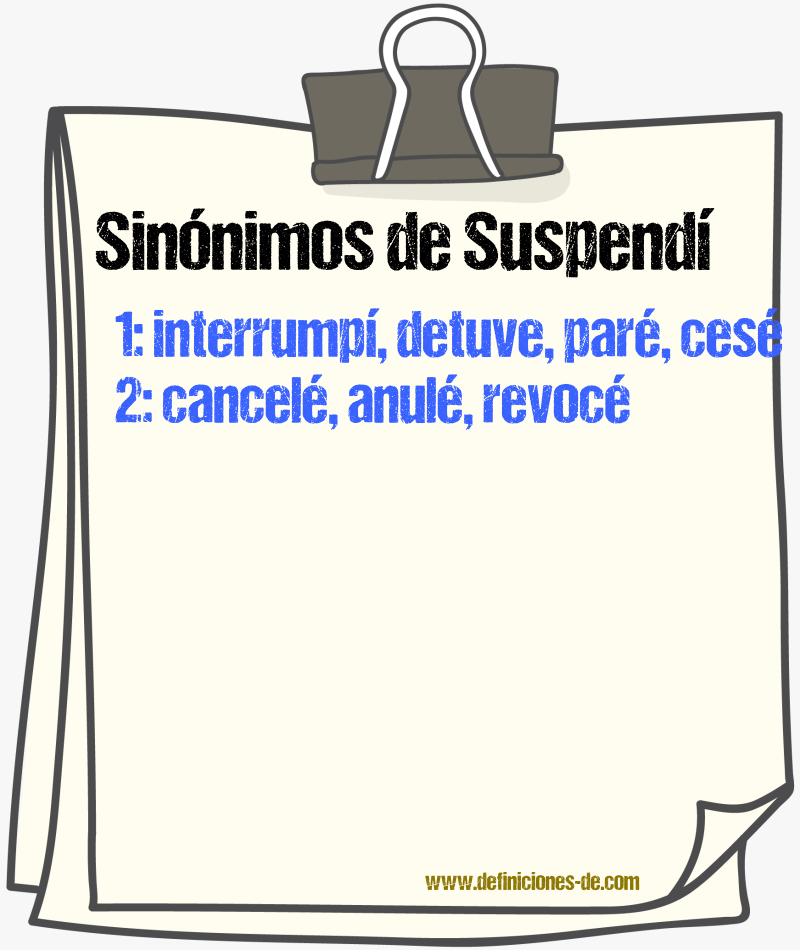 Sinónimos de suspendí