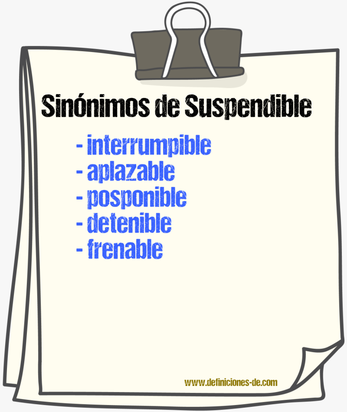 Sinónimos de suspendible