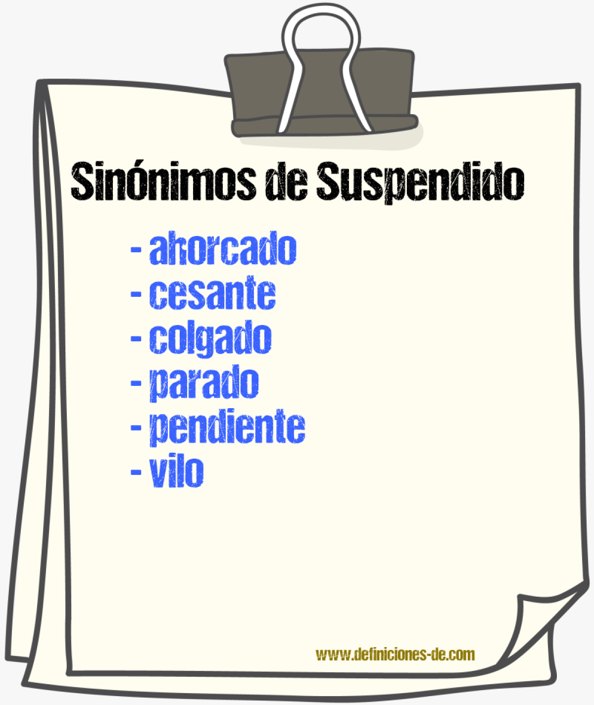 Sinnimos de suspendido