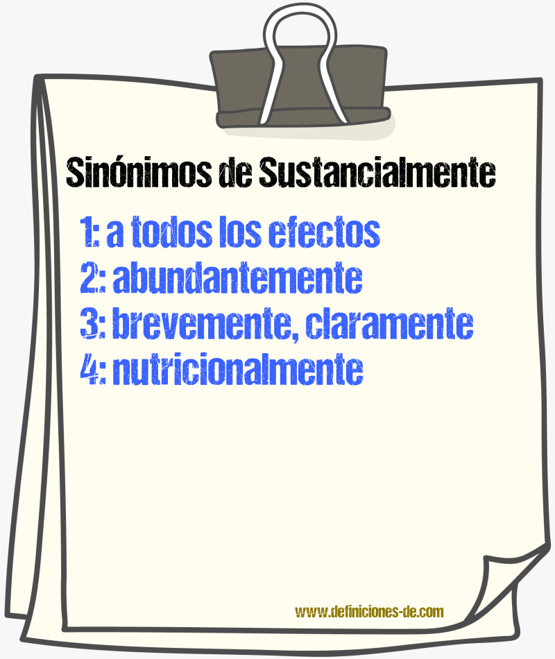 Sinnimos de sustancialmente