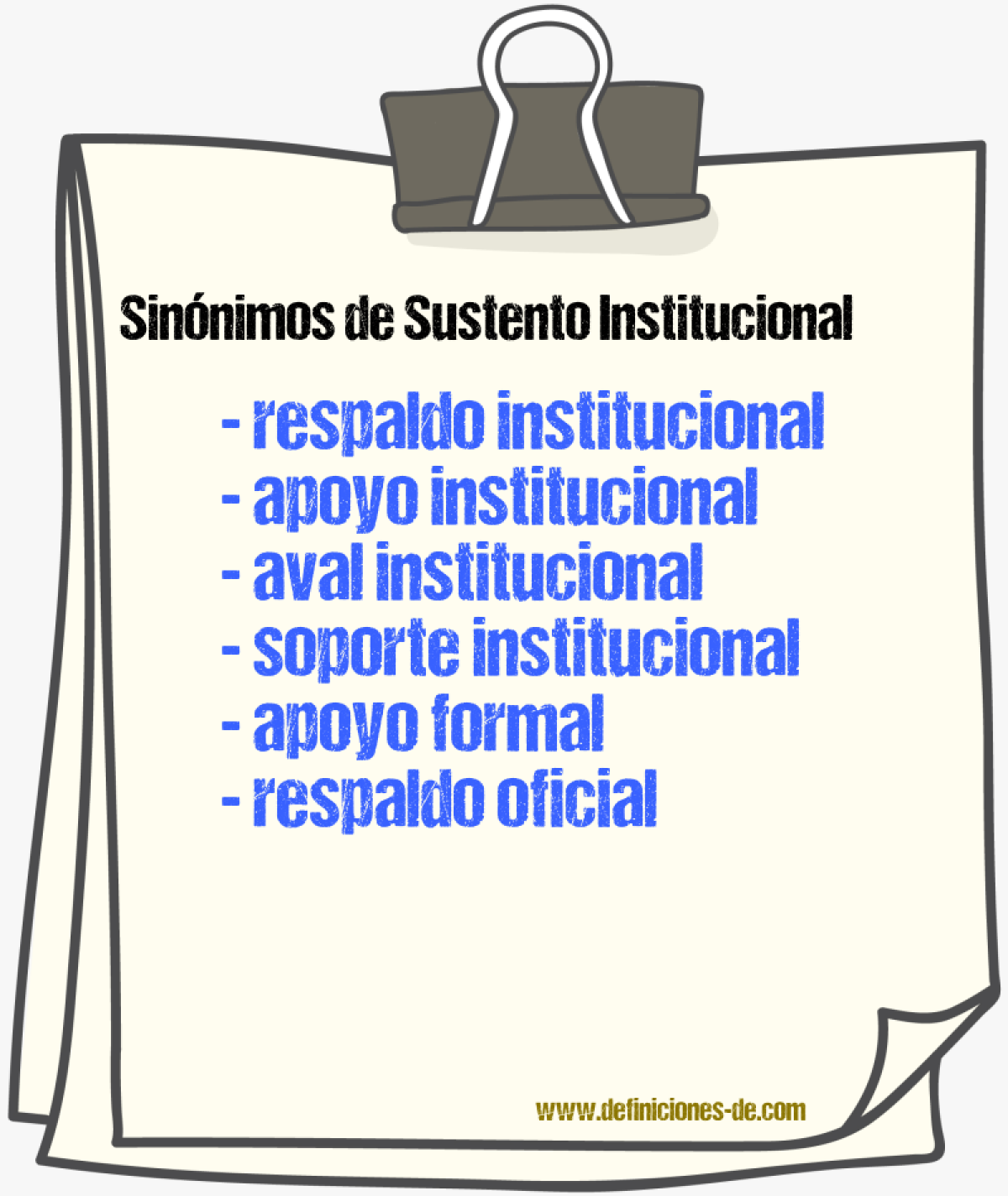 Sinónimos de sustento institucional