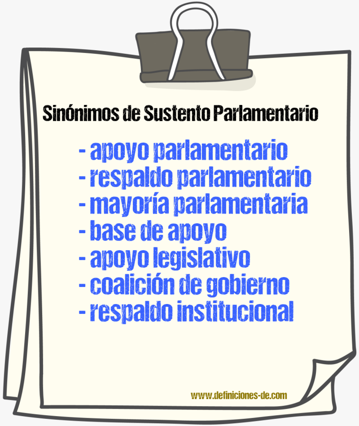 Sinónimos de sustento parlamentario