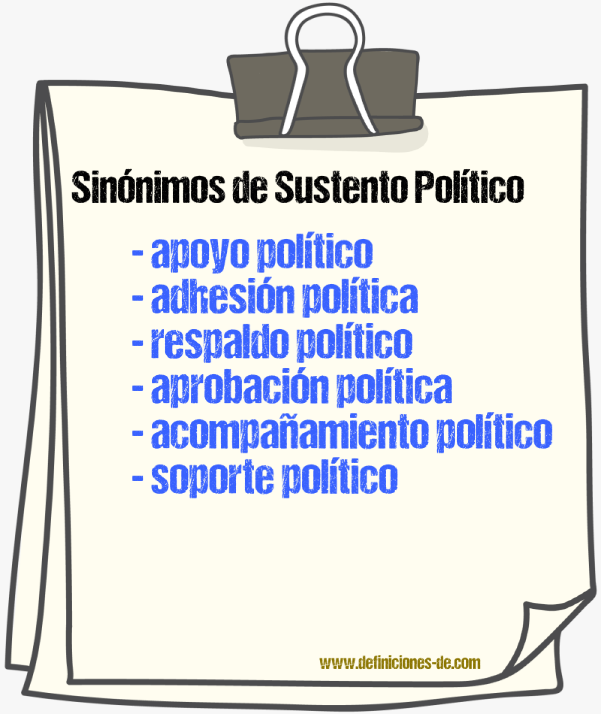 Sinónimos de sustento político