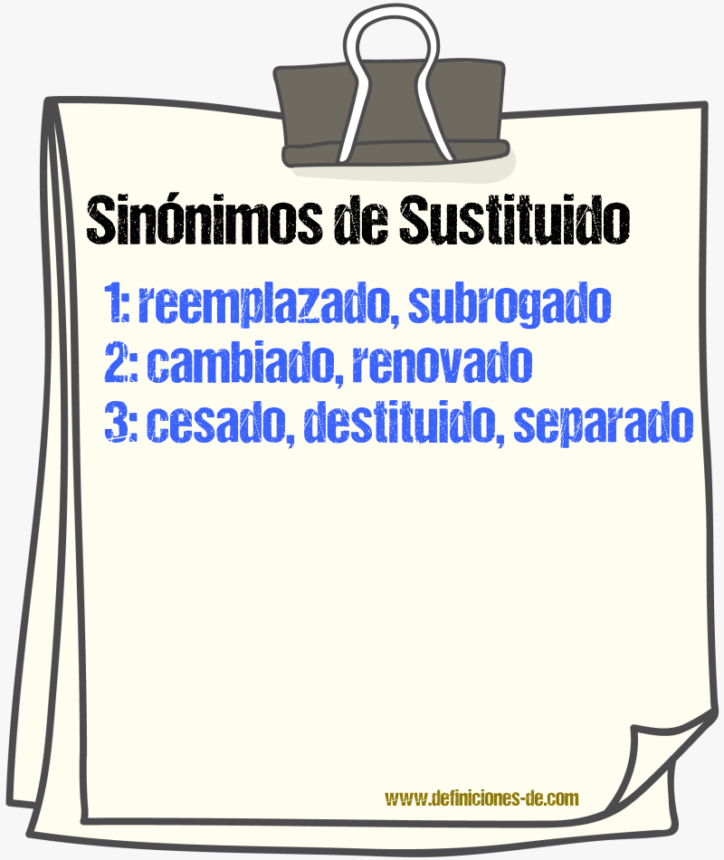 Sinónimos de sustituido