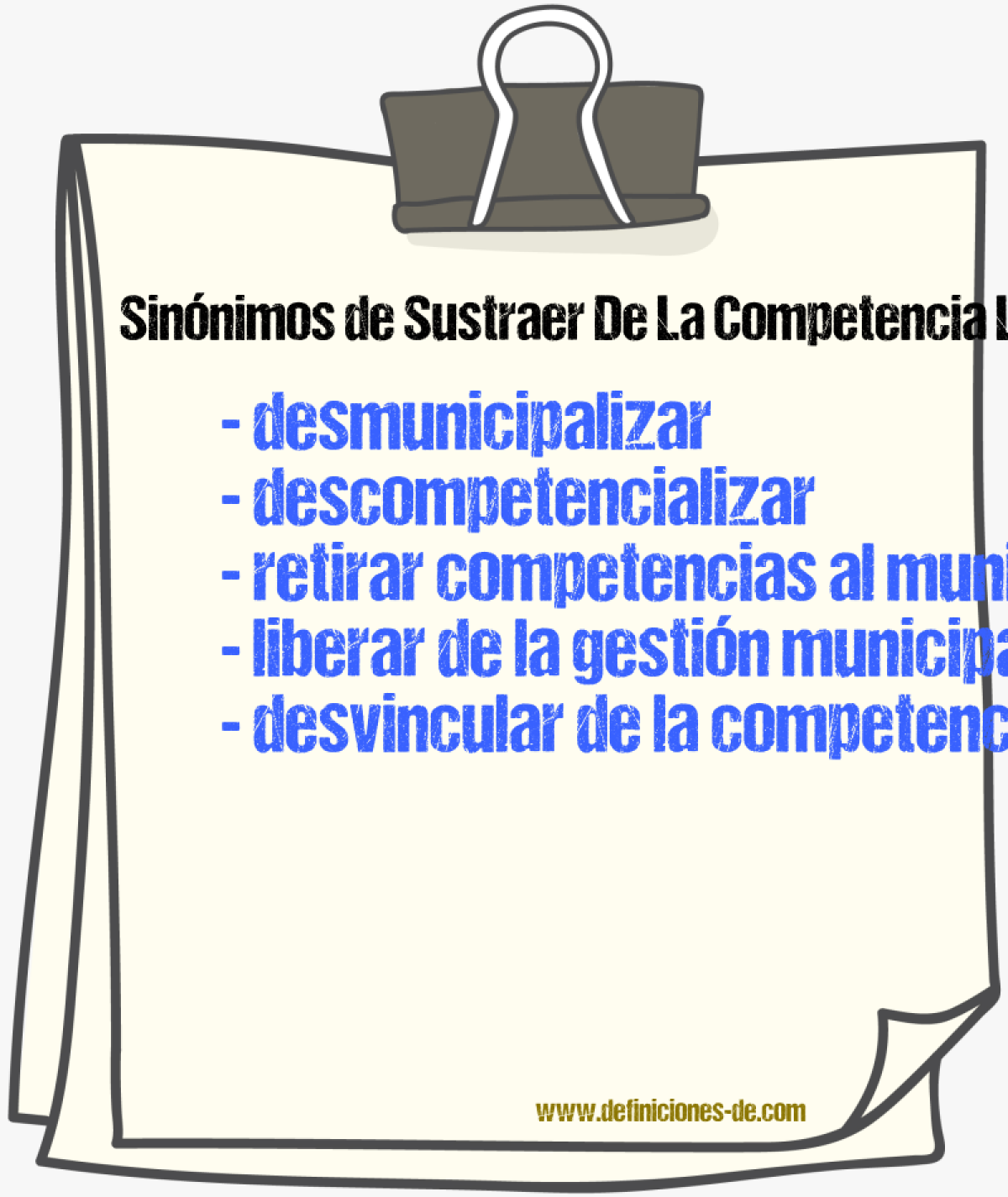 Sinónimos de sustraer de la competencia local