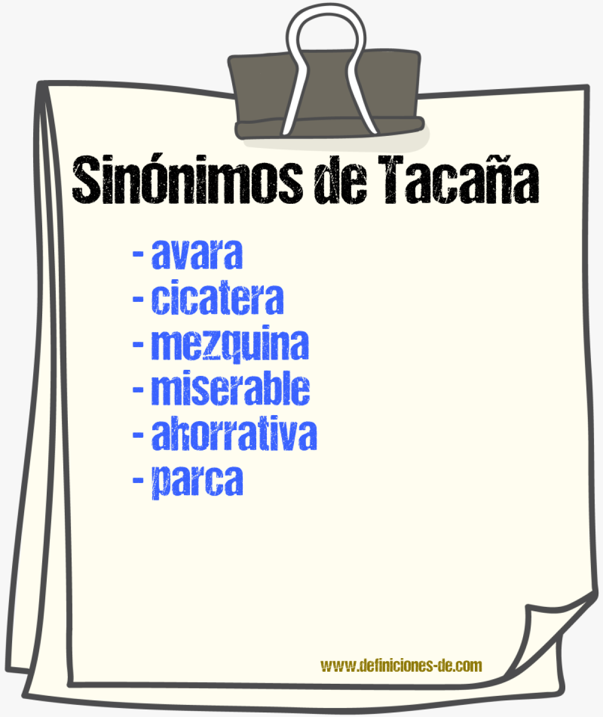 Sinónimos de tacaña