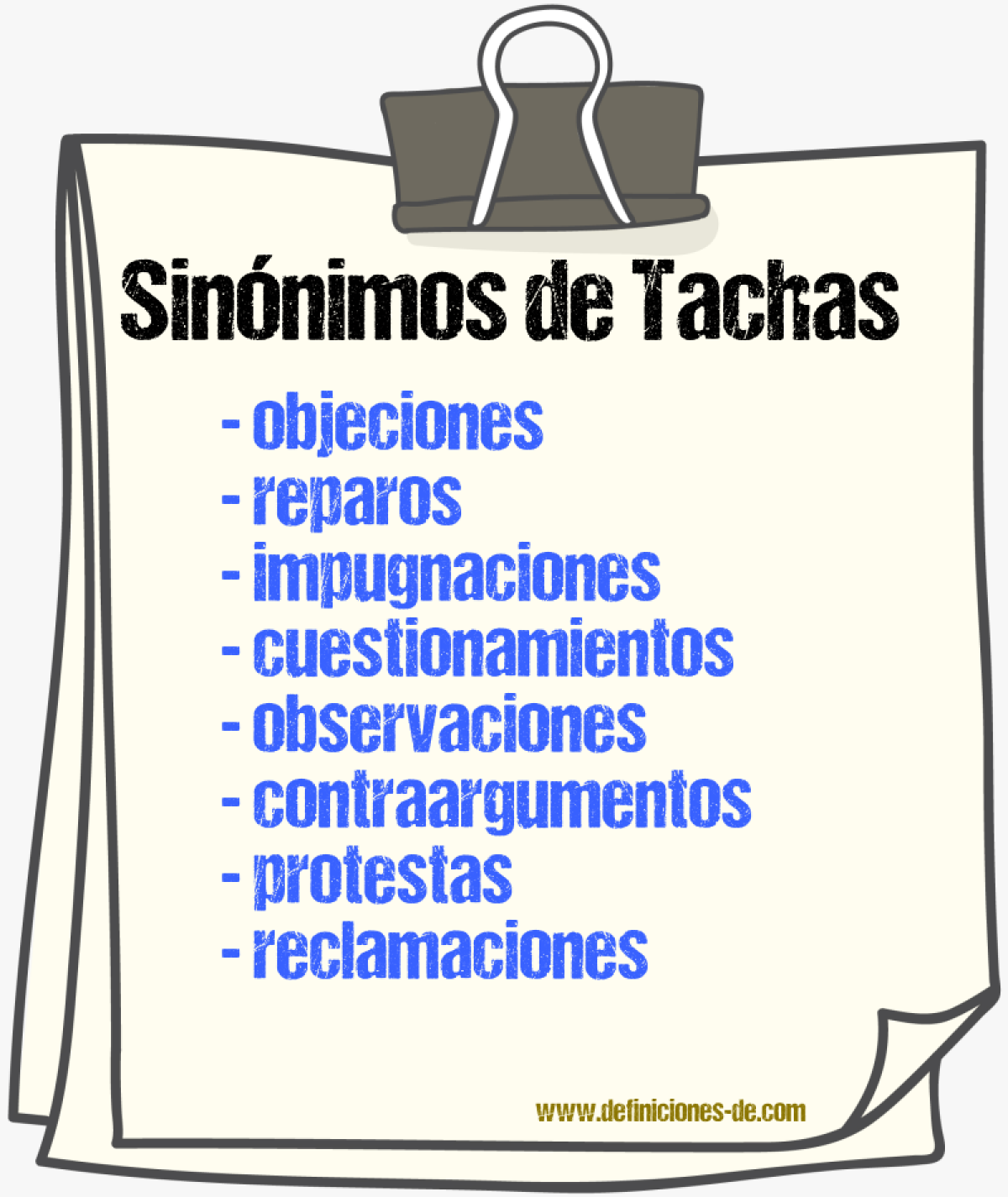 Sinónimos de tachas