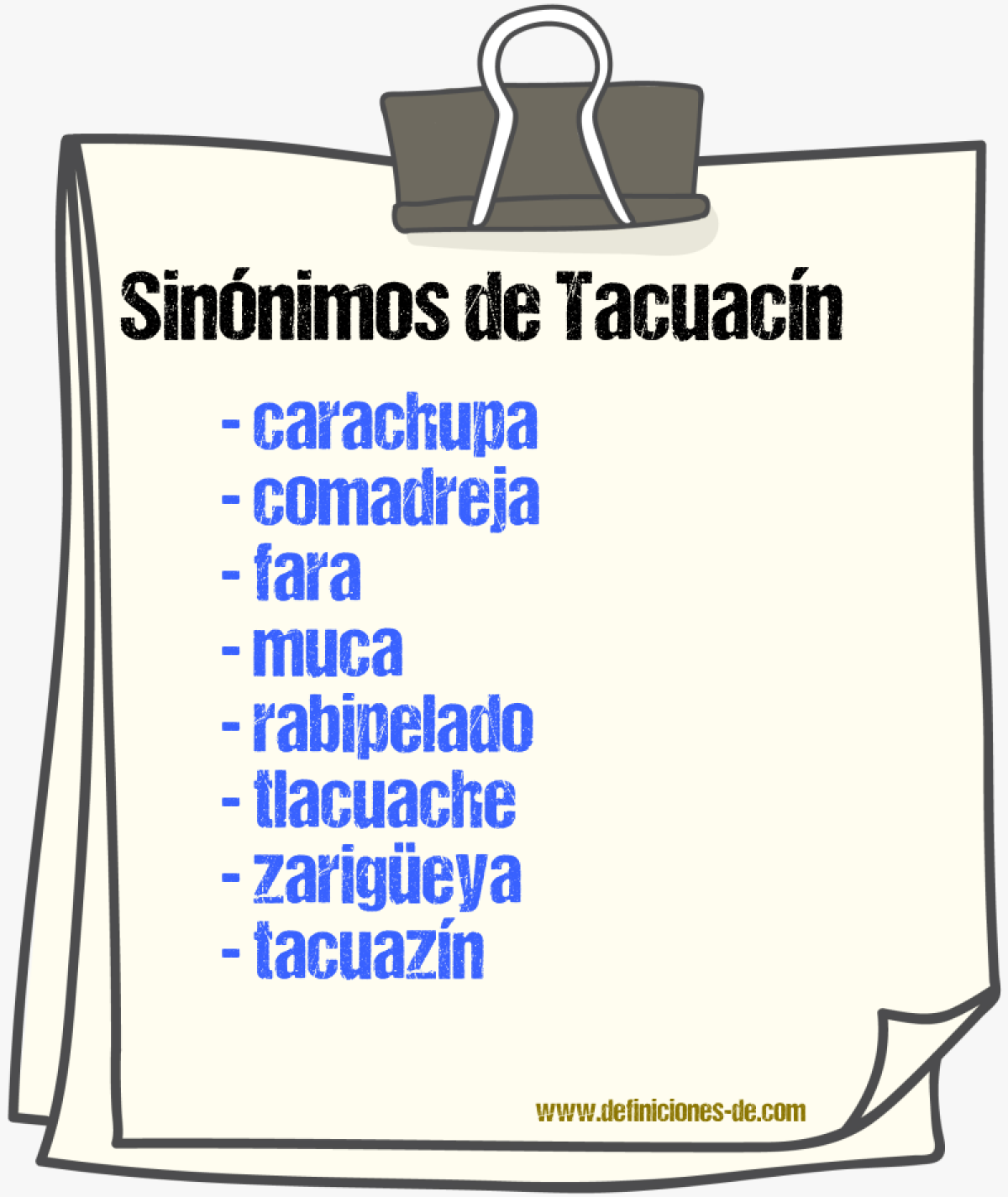 Sinnimos de tacuacn