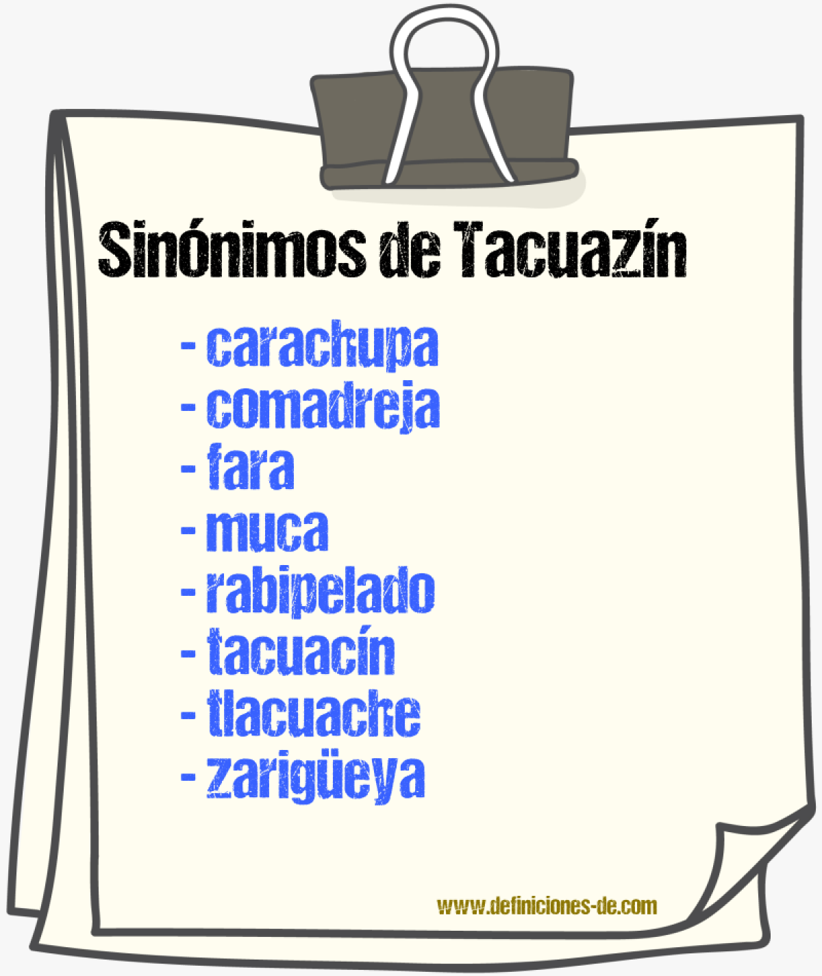 Sinnimos de tacuazn