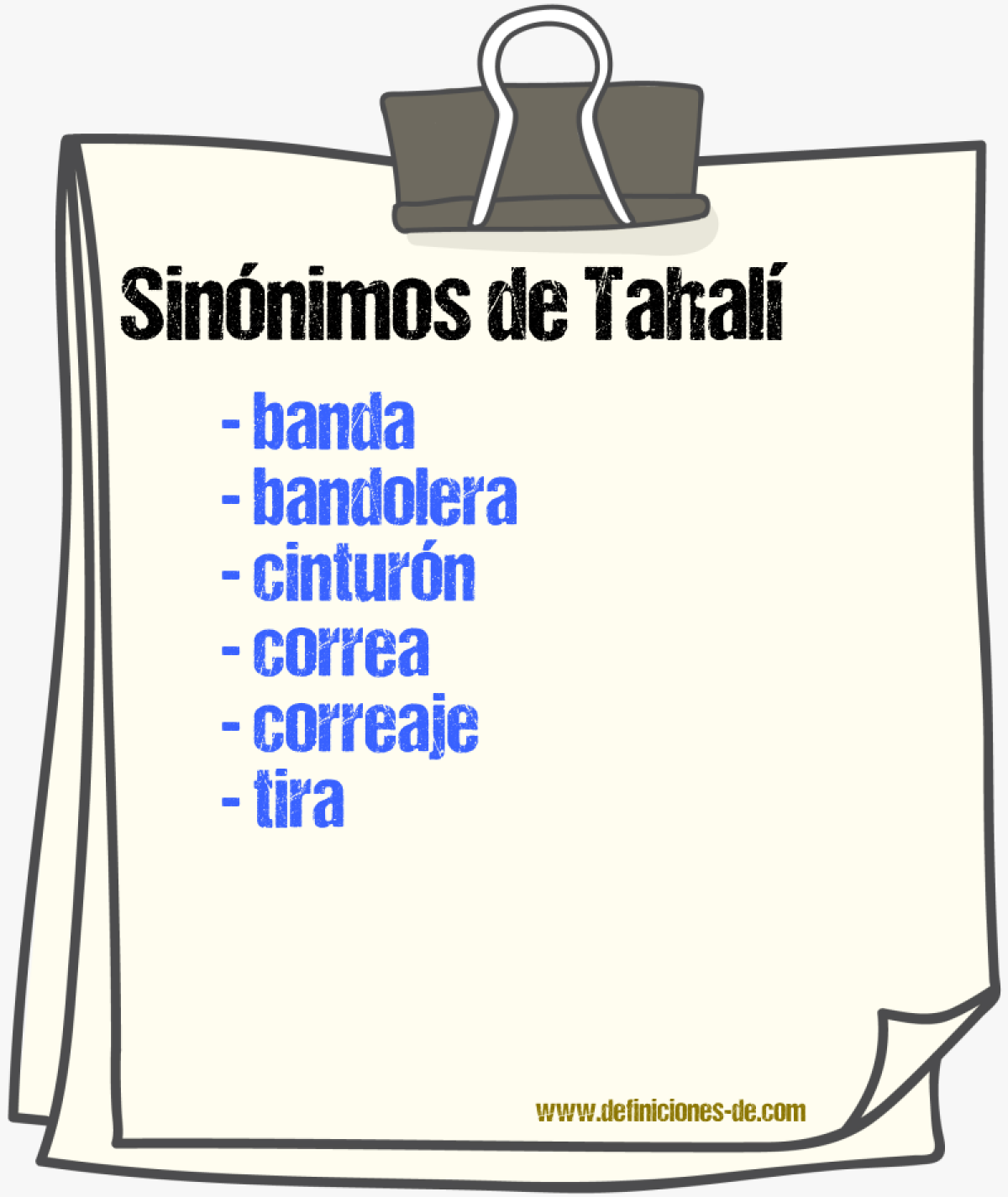 Sinnimos de tahal