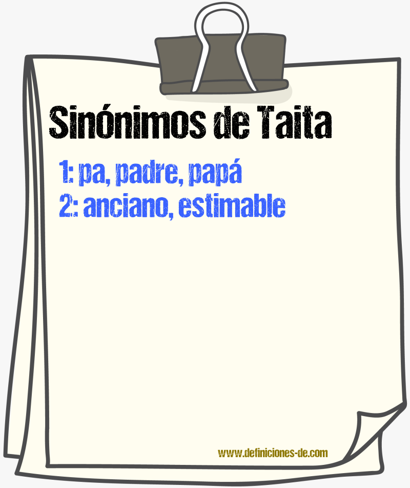 Sinnimos de taita