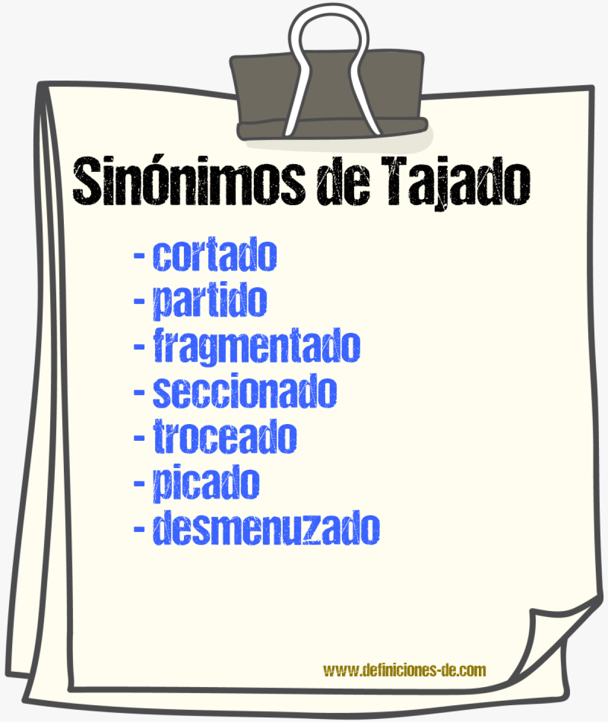Sinónimos de tajado