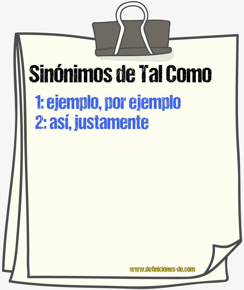 Sinnimos de tal como