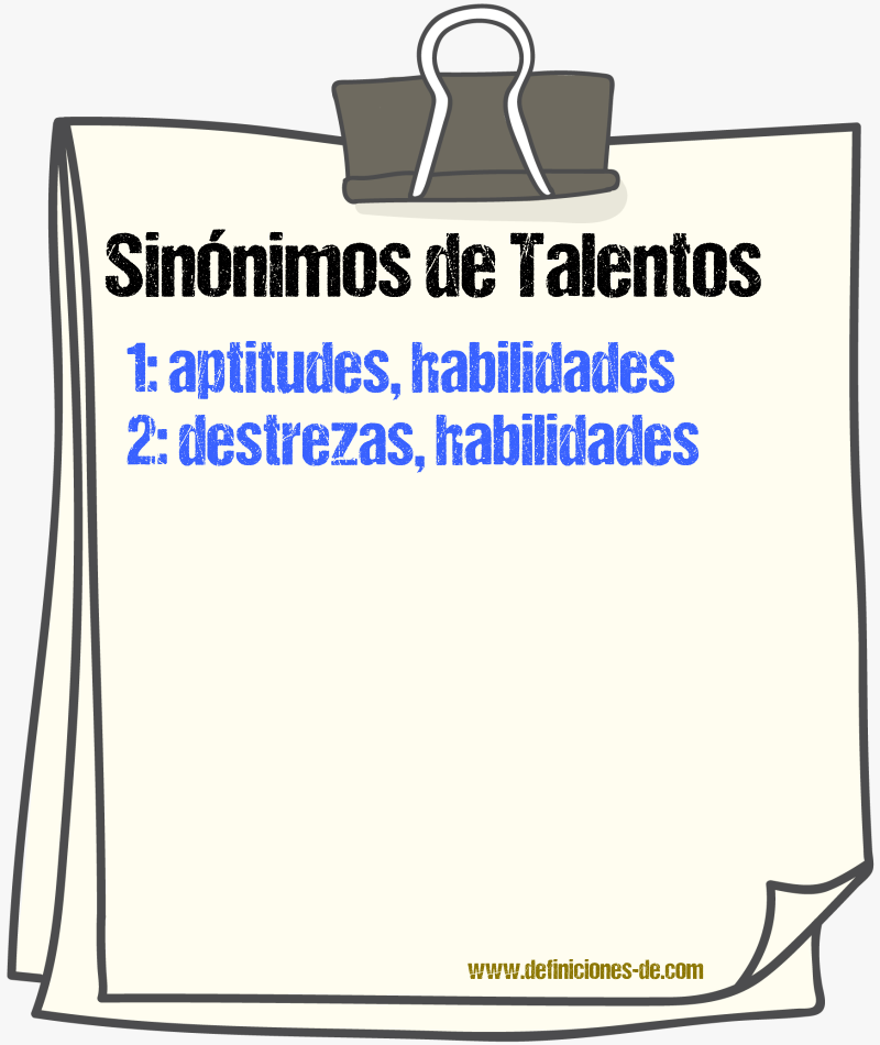 Sinónimos de talentos