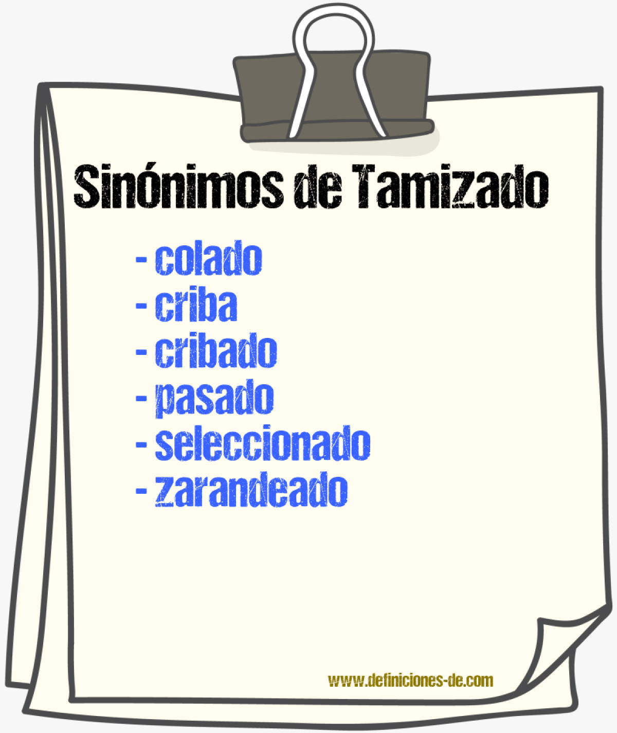 Sinnimos de tamizado