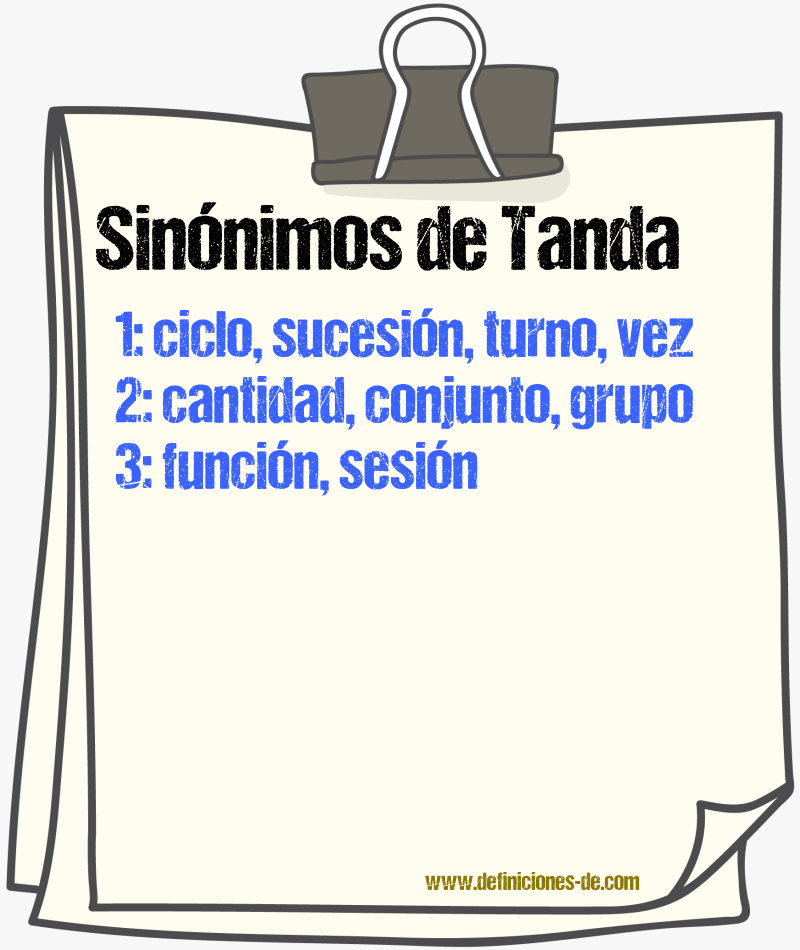 Sinnimos de tanda