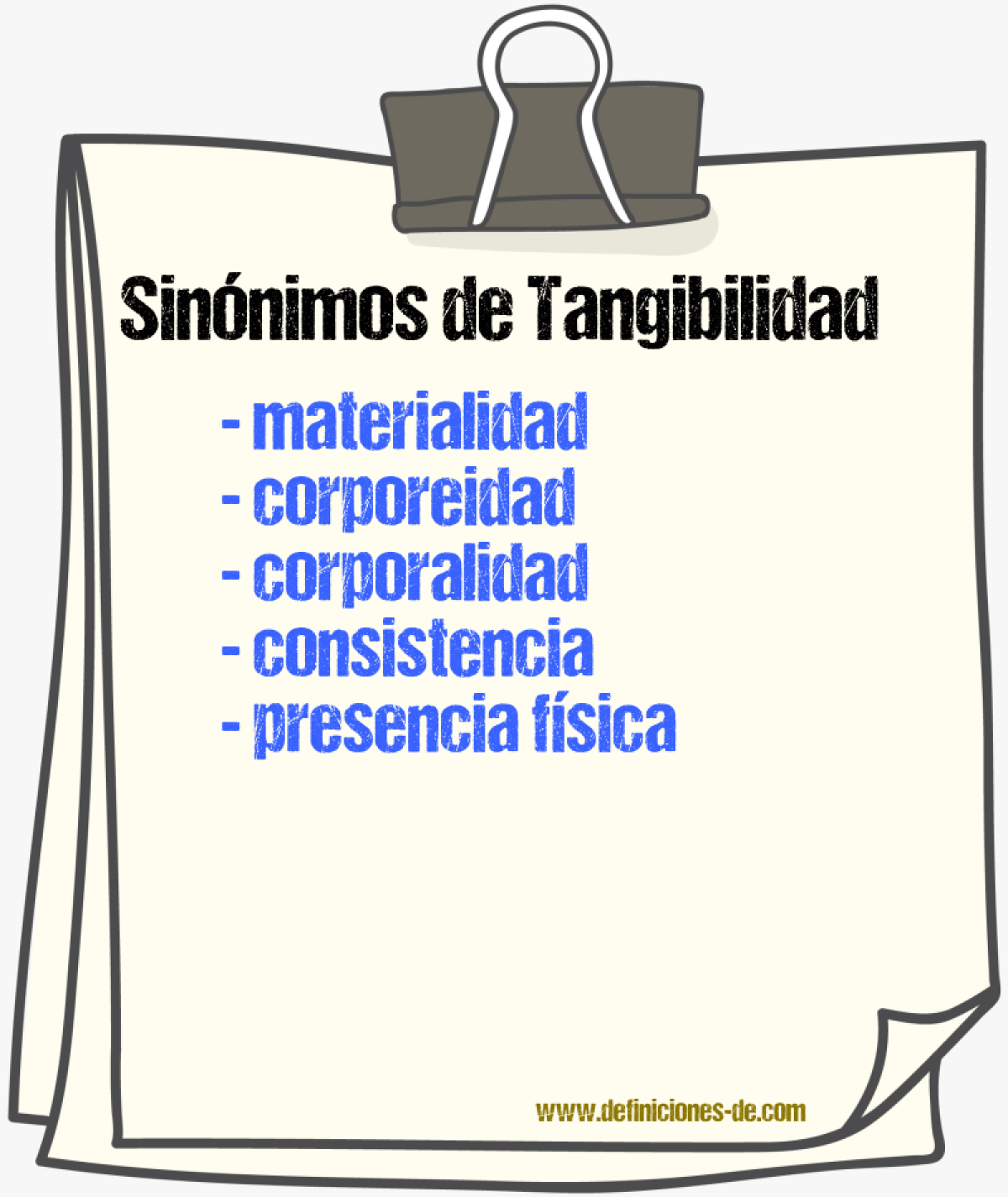 Sinónimos de tangibilidad