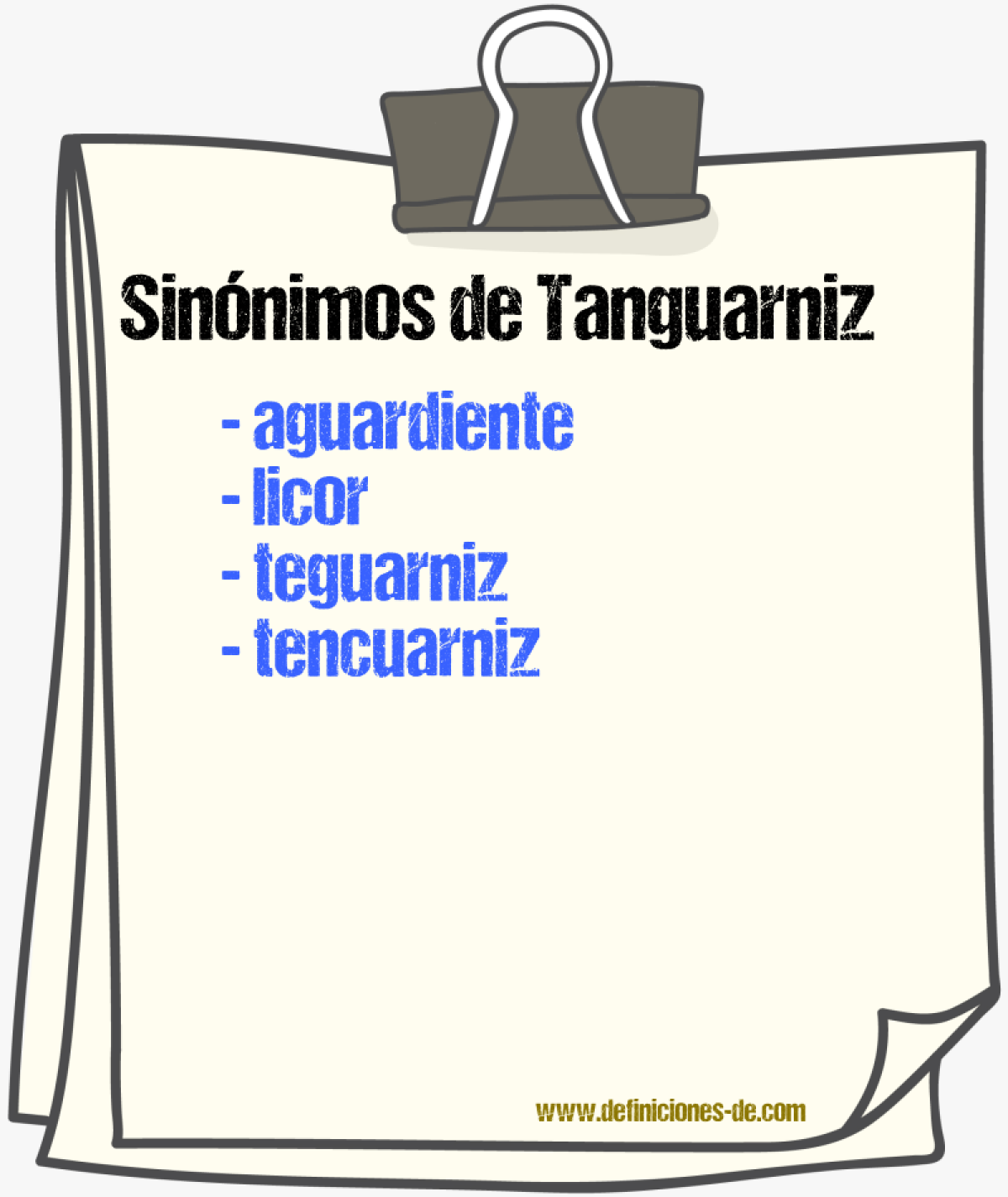 Sinnimos de tanguarniz