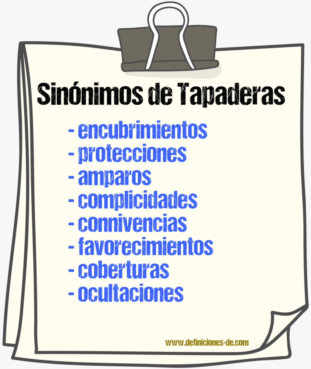 Sinónimos de tapaderas