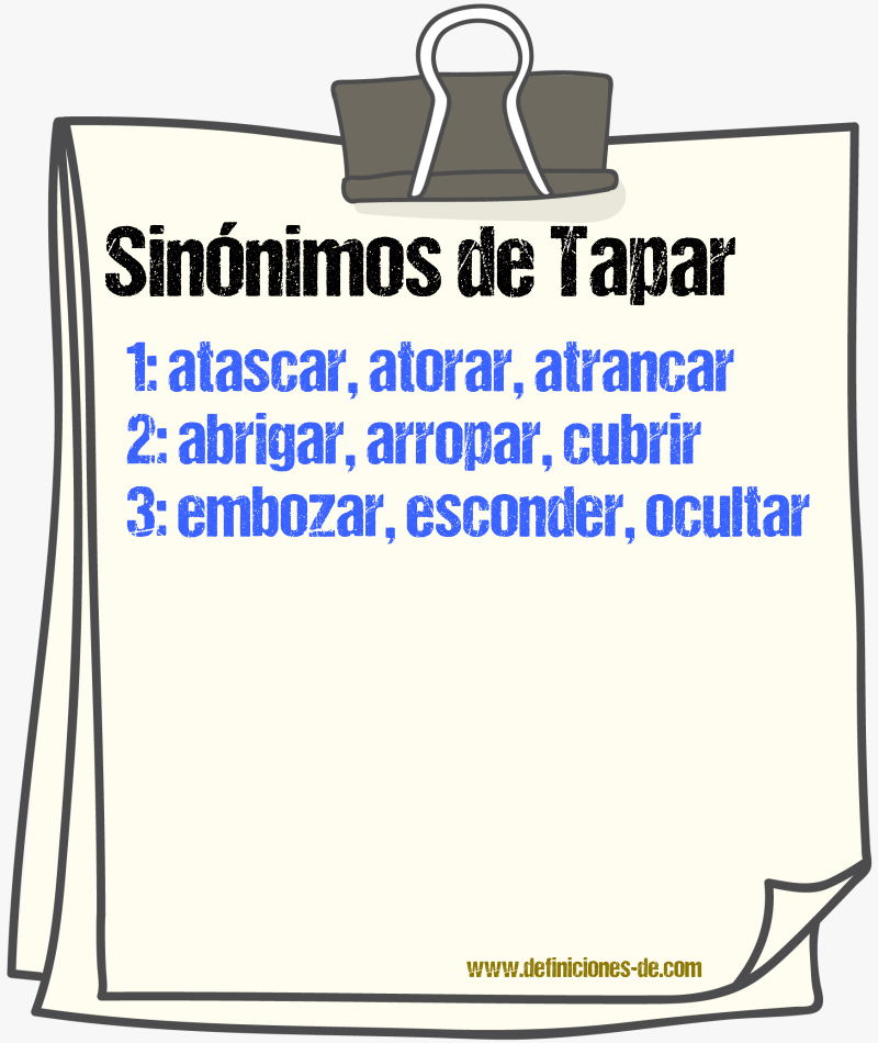 Sinnimos de tapar