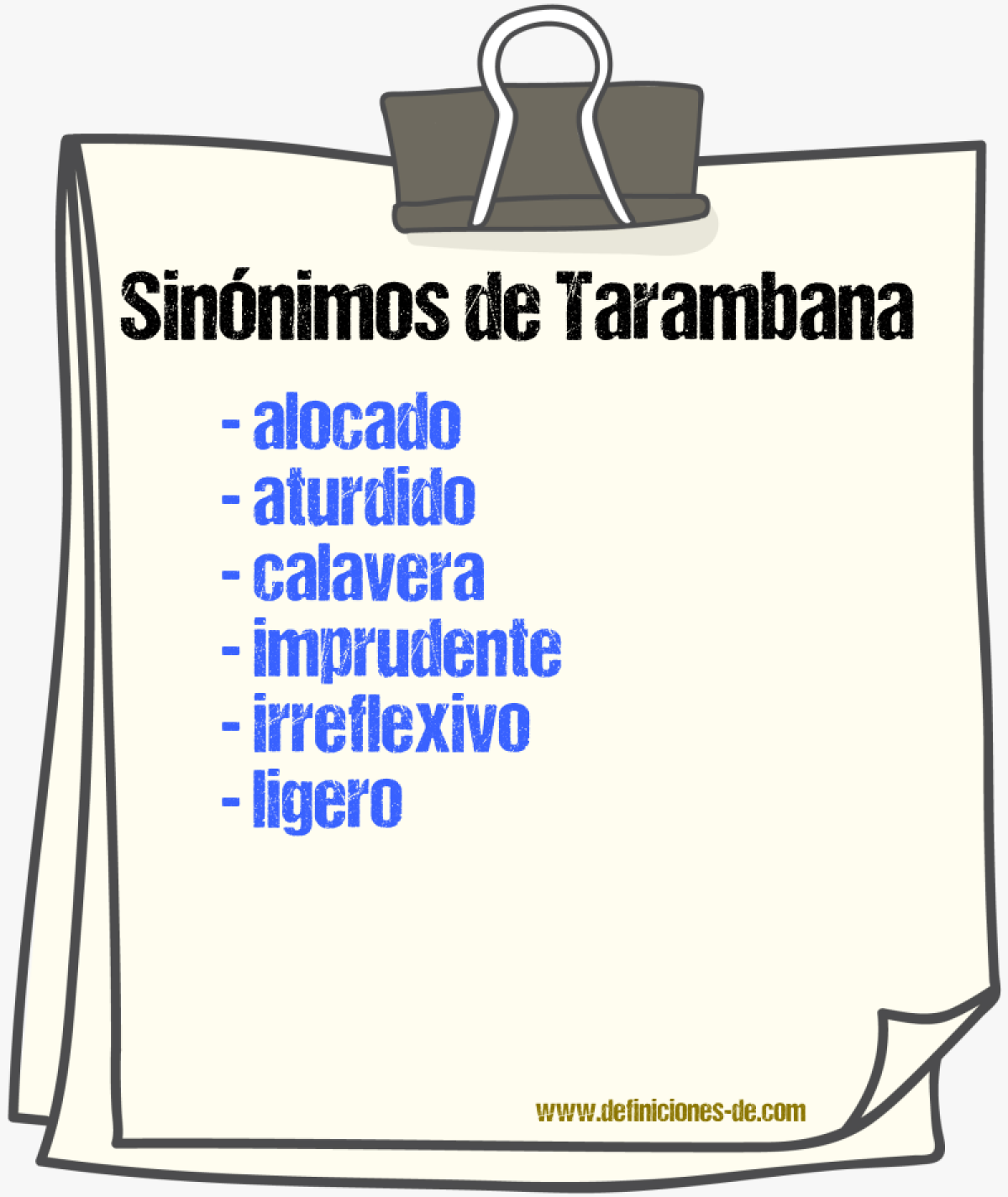 Sinnimos de tarambana