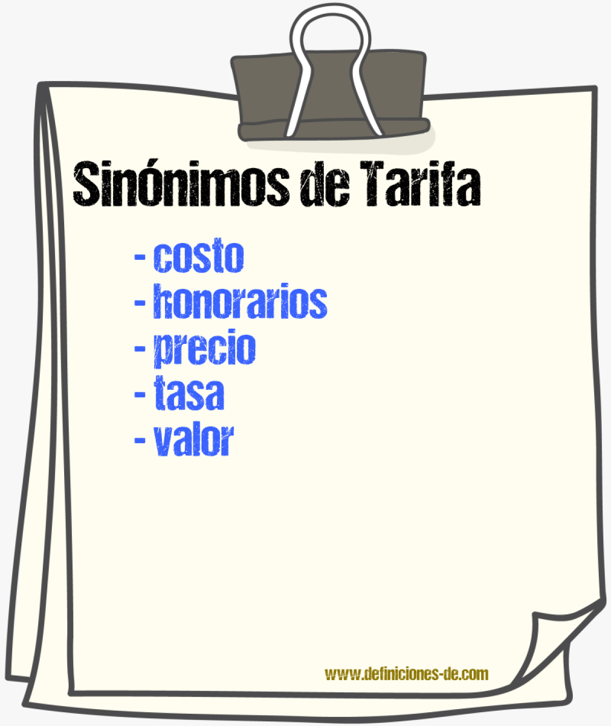 Sinnimos de tarifa