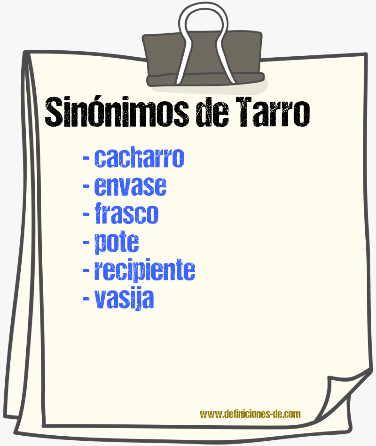 Sinnimos de tarro