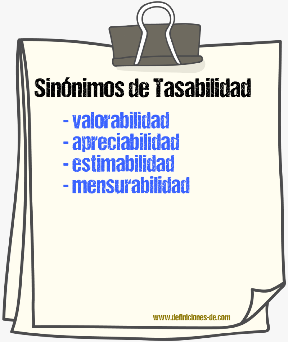 Sinónimos de tasabilidad