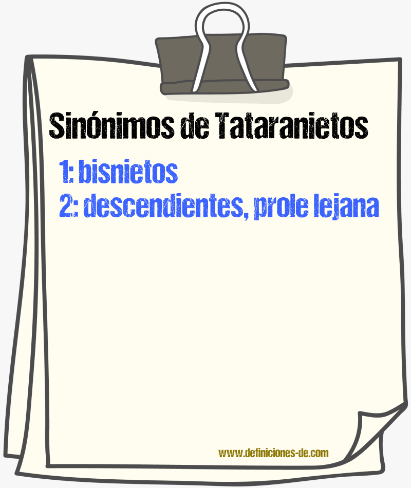 Sinónimos de tataranietos