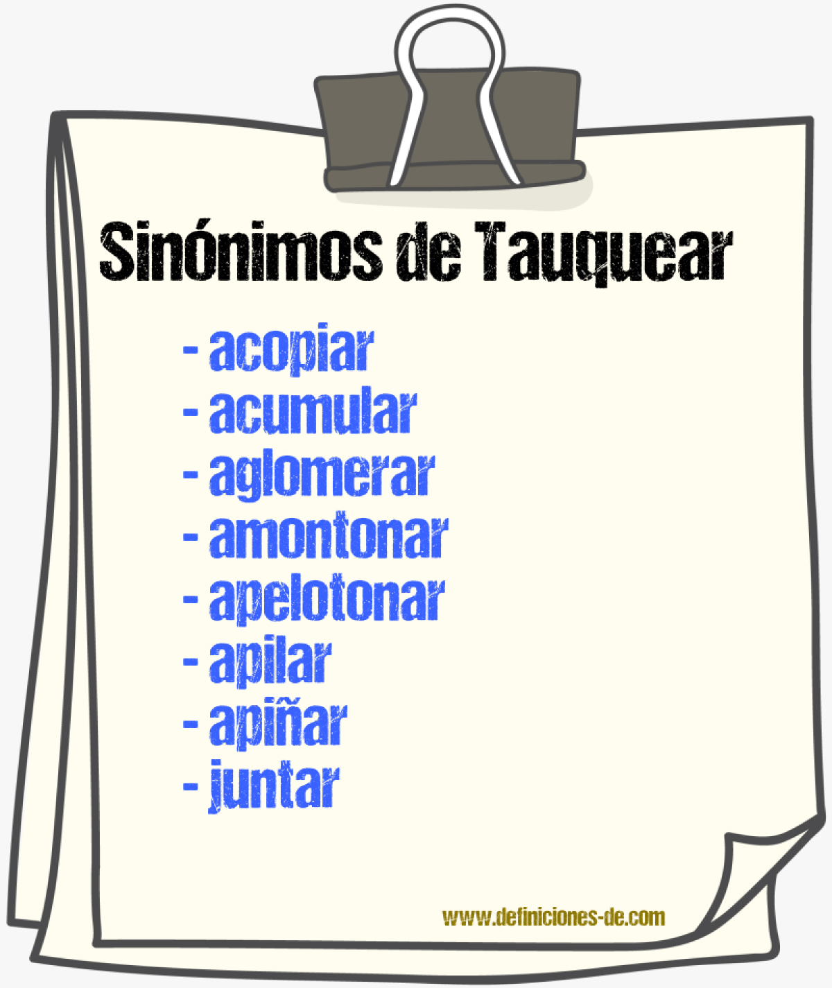 Sinnimos de tauquear