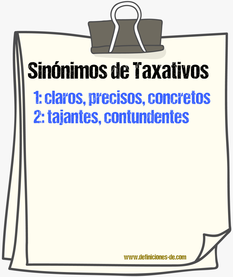 Sinónimos de taxativos
