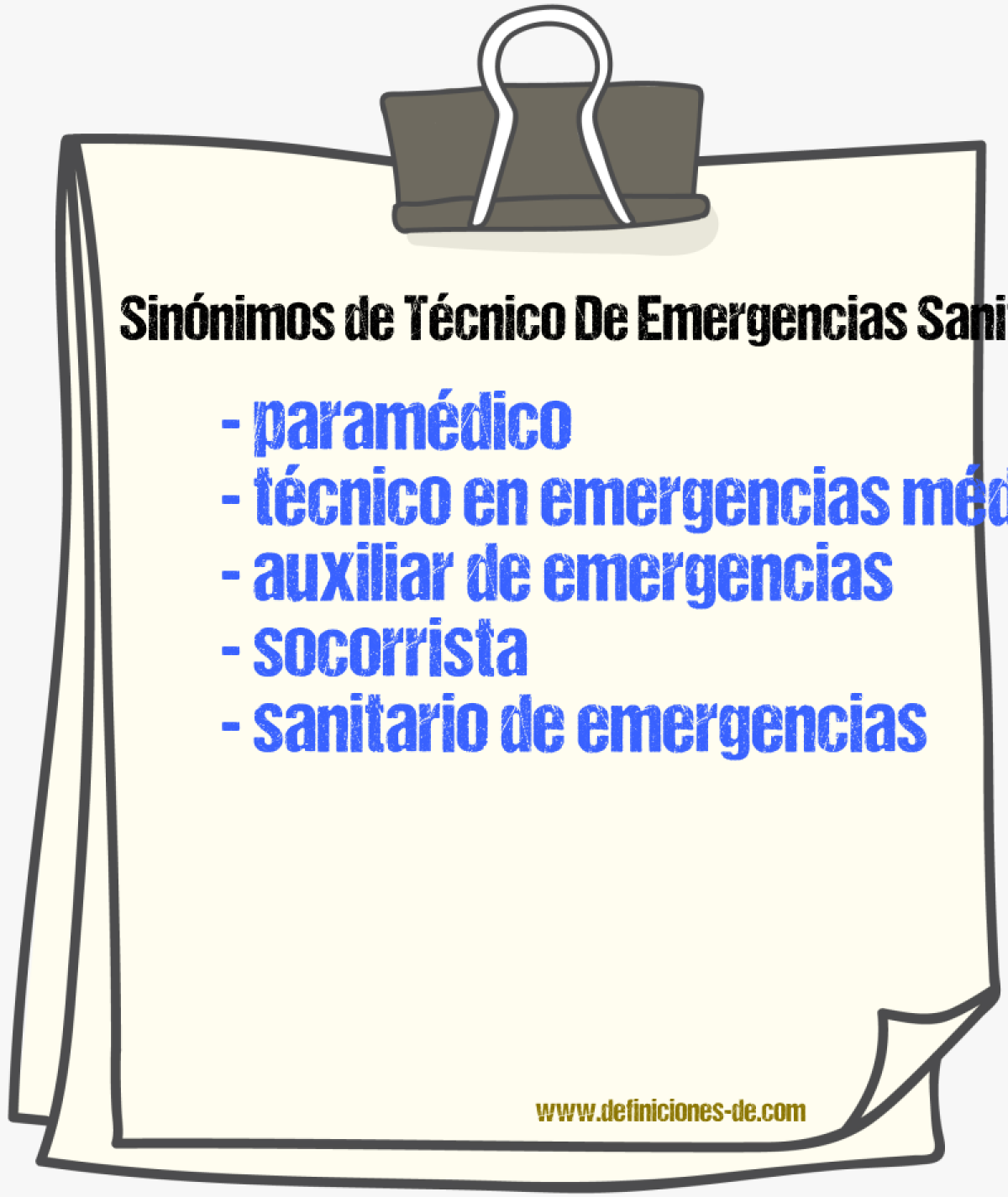 Sinónimos de técnico de emergencias sanitarias