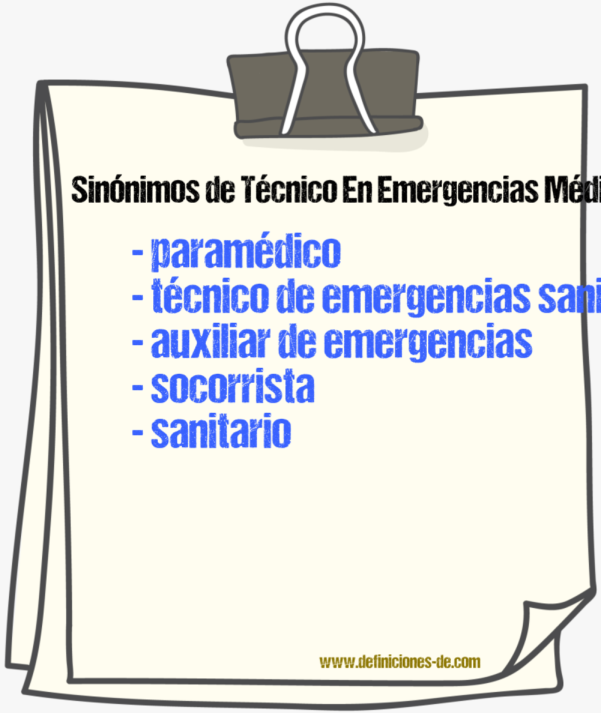 Sinónimos de técnico en emergencias médicas