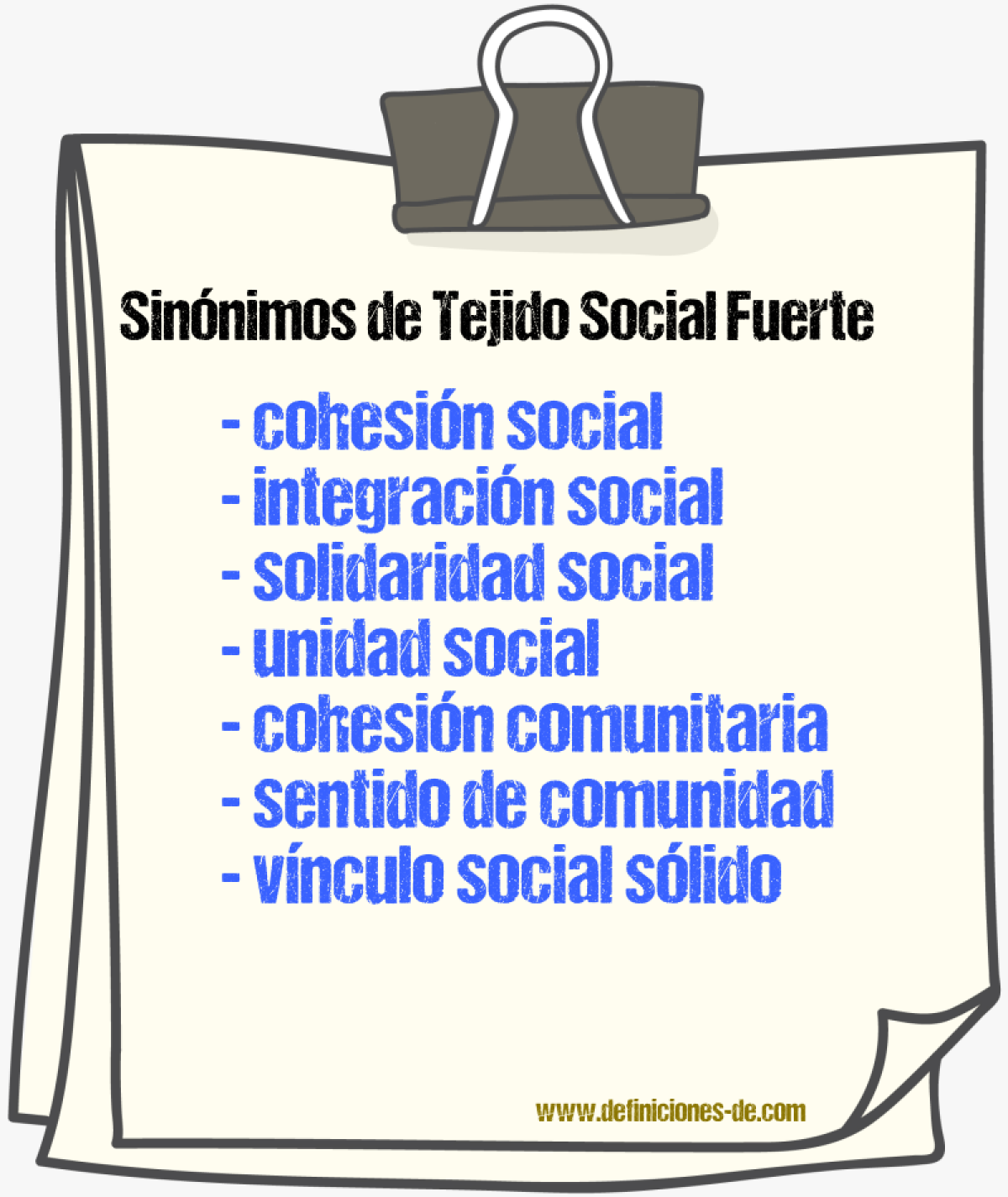 Sinónimos de tejido social fuerte